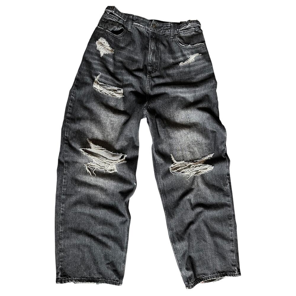 MASONPRINCE Distressed Black Baggy Unisex Emo Wide Leg Size 3